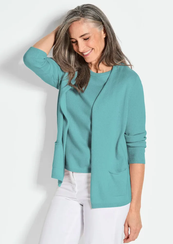 Kaschmir-Longstrickjacke - mint - Gr. 44 von Goldner Fashion