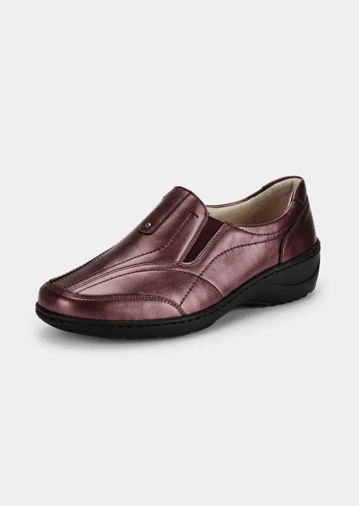 Eleganter Slipper aus weichem Leder - bordeaux / metallic - Gr. 36 von Goldner Fashion