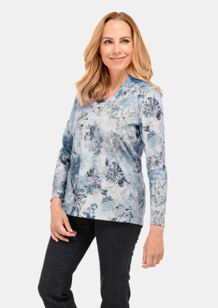 Traumhaftes Flanellshirt - blau / gemustert - Gr. 25 von Goldner Fashion
