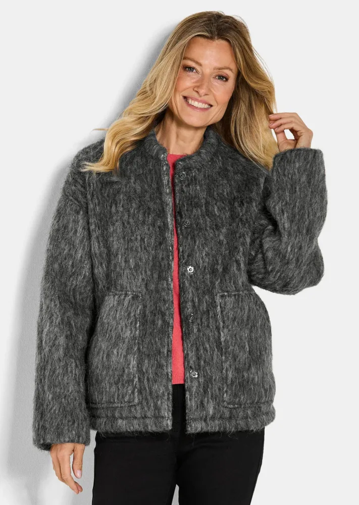 Wolljacke in Fell-Optik - grau - Gr. 21 von Goldner Fashion