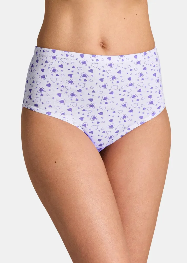 Baumwoll-Hüftslip im Mehrfachpack - weiss / petrol / lila - Gr. 40 von Goldner Fashion