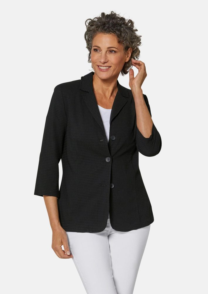 Leichte Blusenjacke in Seersucker-Qualität - schwarz - Gr. 21 von Goldner Fashion