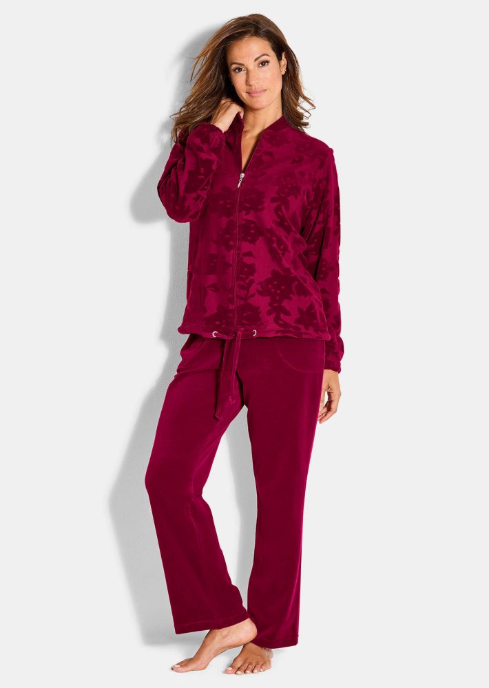 Hausanzug aus Nicki - rot - Gr. 46 von Goldner Fashion