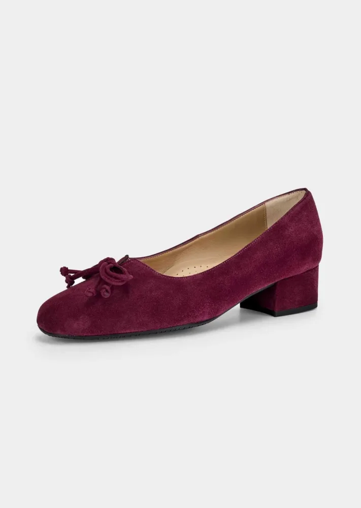 Leder-Pumps mit Schleife - bordeaux - Gr. 38 von Goldner Fashion