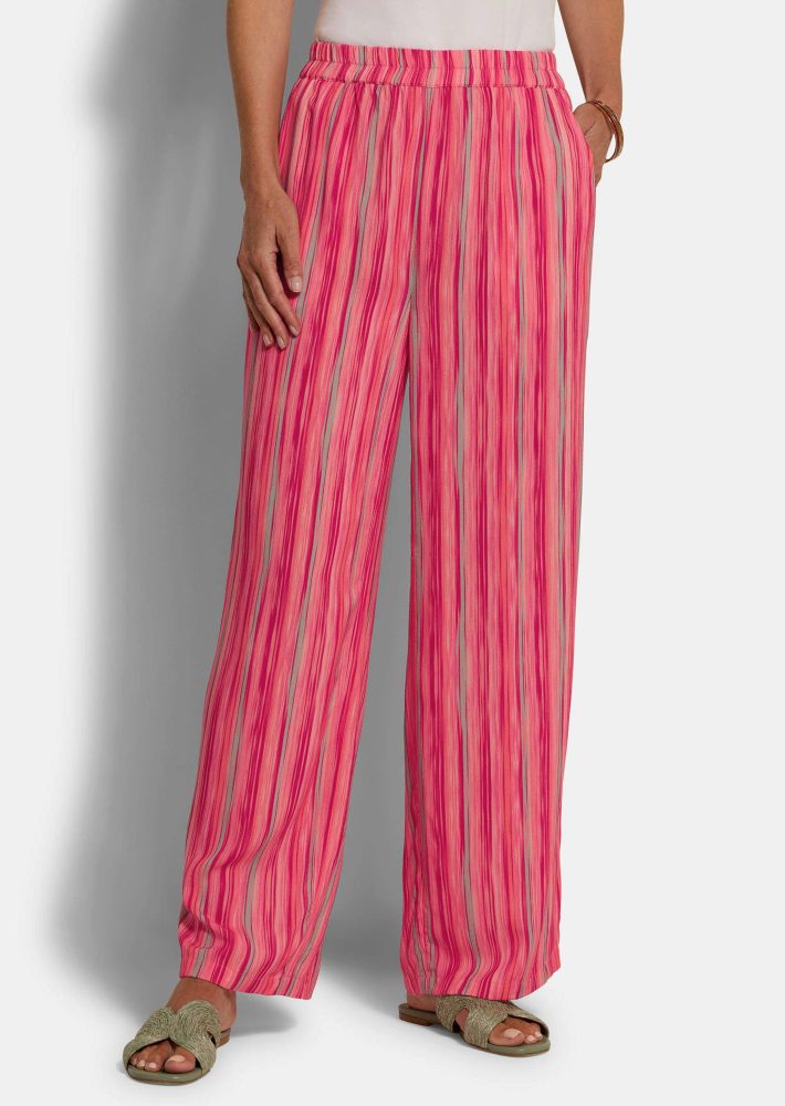 Palazzohose VERA mit Längsstreifen - pink / salbei / gemustert - Gr. 21 von Goldner Fashion
