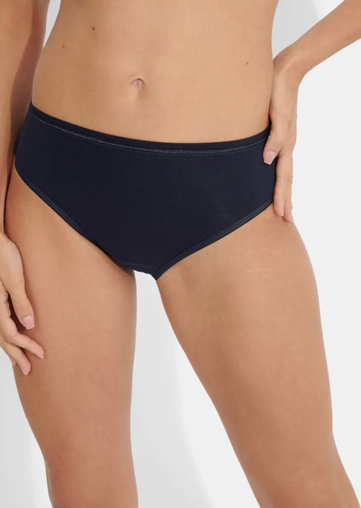 Hüftslip im 3er-Pack aus Feinripp - marine - Gr. 40 von Goldner Fashion