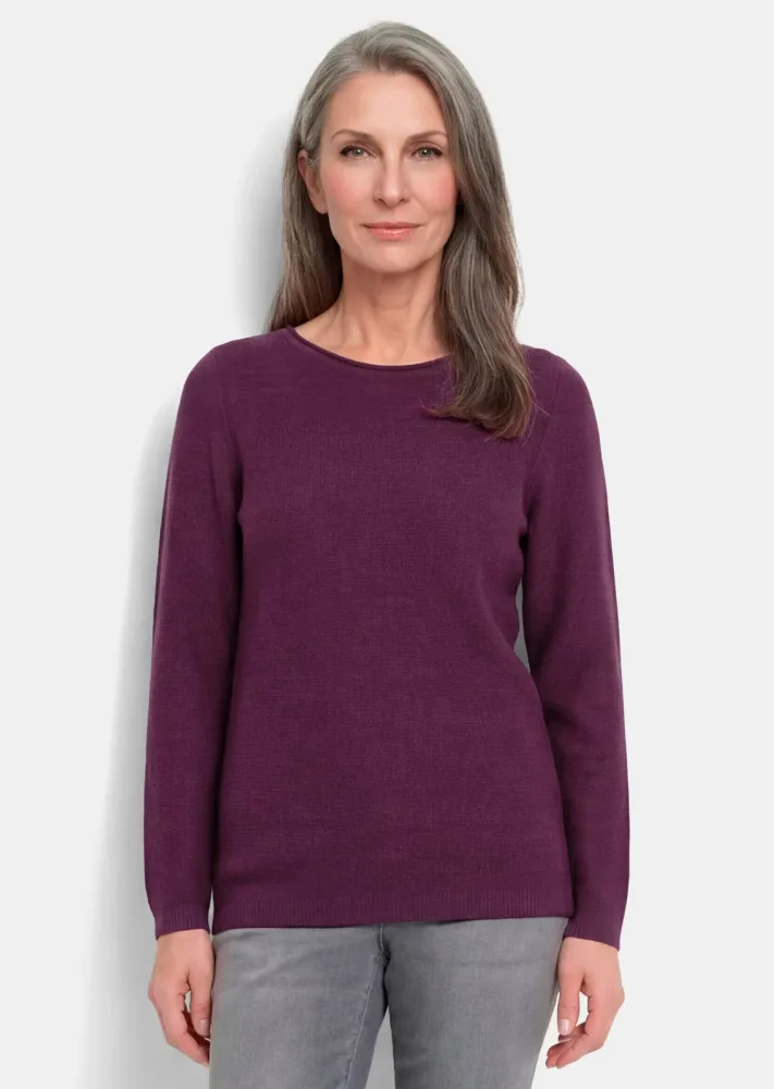 Feiner Strickpullover mit U-Boot-Ausschnitt - beere - Gr. 19 von Goldner Fashion