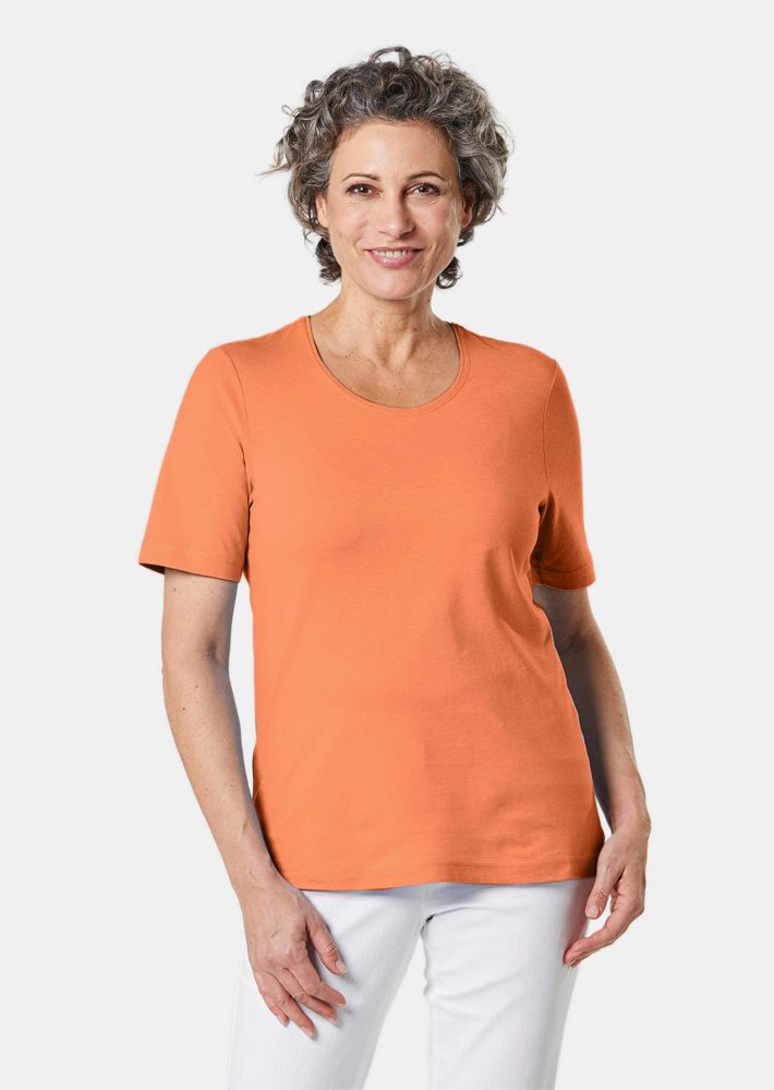Basic T-Shirt aus reiner Baumwolle - orange - Gr. 21 von Goldner Fashion