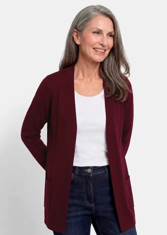 Verschlussloser Cardigan aus COTTAMIRA - bordeaux - Gr. 19 von Goldner Fashion