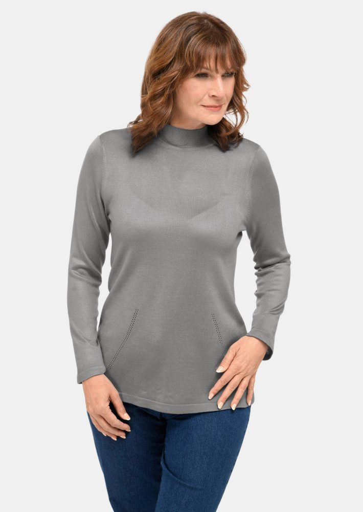 Unkomplizierter Stehbundpullover - grau - Gr. 19 von Goldner Fashion