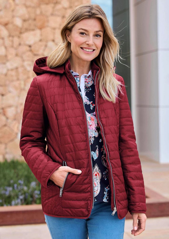 Steppjacke mit Kapuze - rot - Gr. 20 von Goldner Fashion