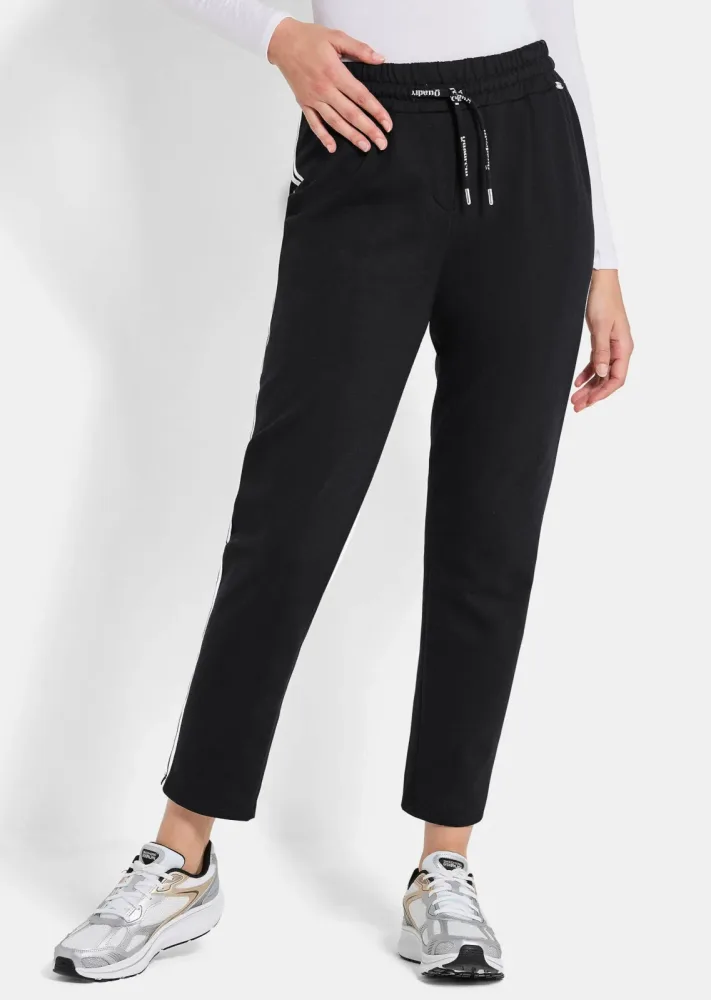 Freizeithose mit Kontraststreifen - schwarz - Gr. 40 von Goldner Fashion