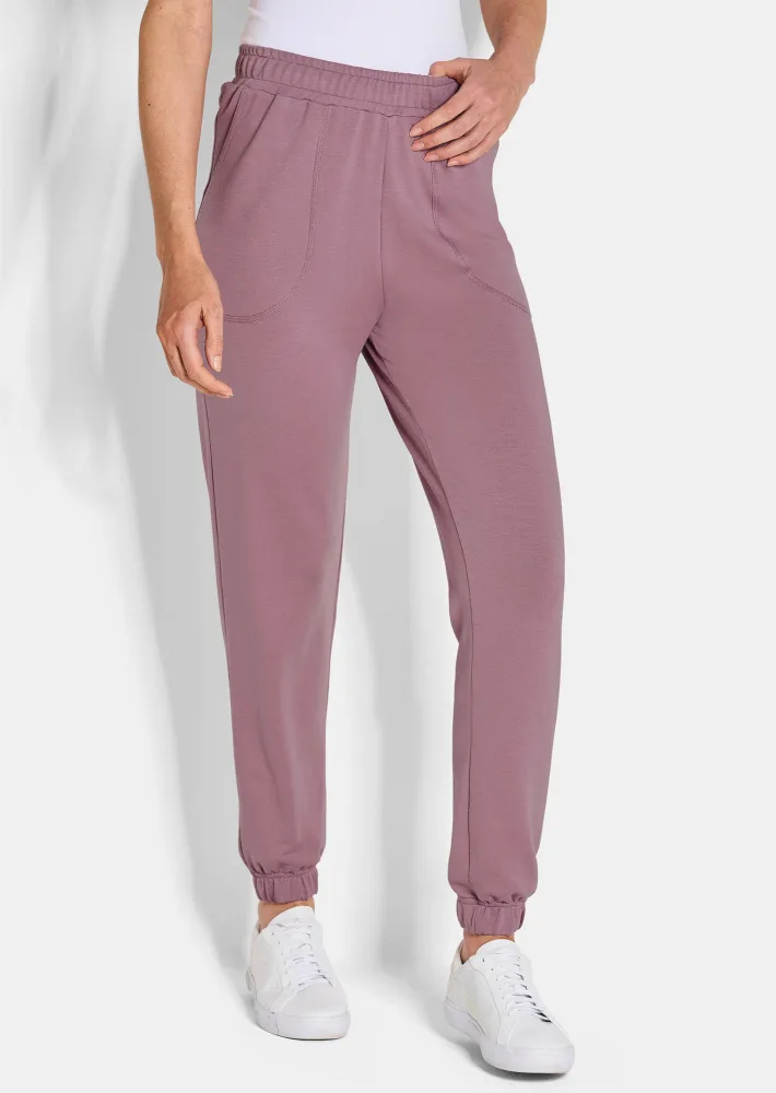 Jogginghose mit modischen Bündchen - altrosé / grau - Gr. 22 von Goldner Fashion