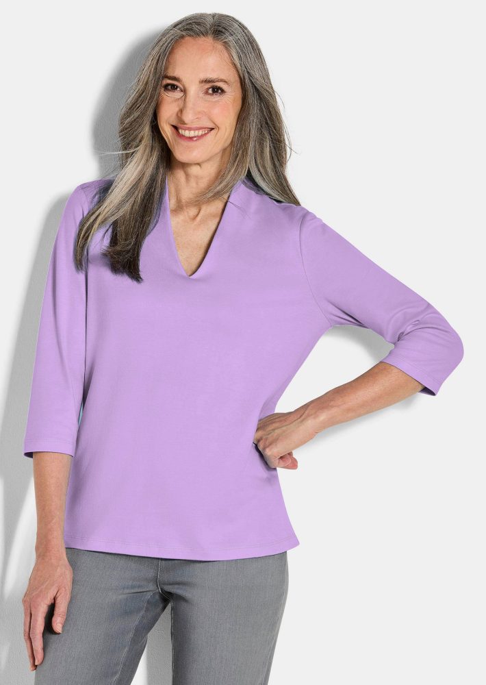 Basic-Shirt aus Interlock-Jersey - flieder - Gr. 19 von Goldner Fashion