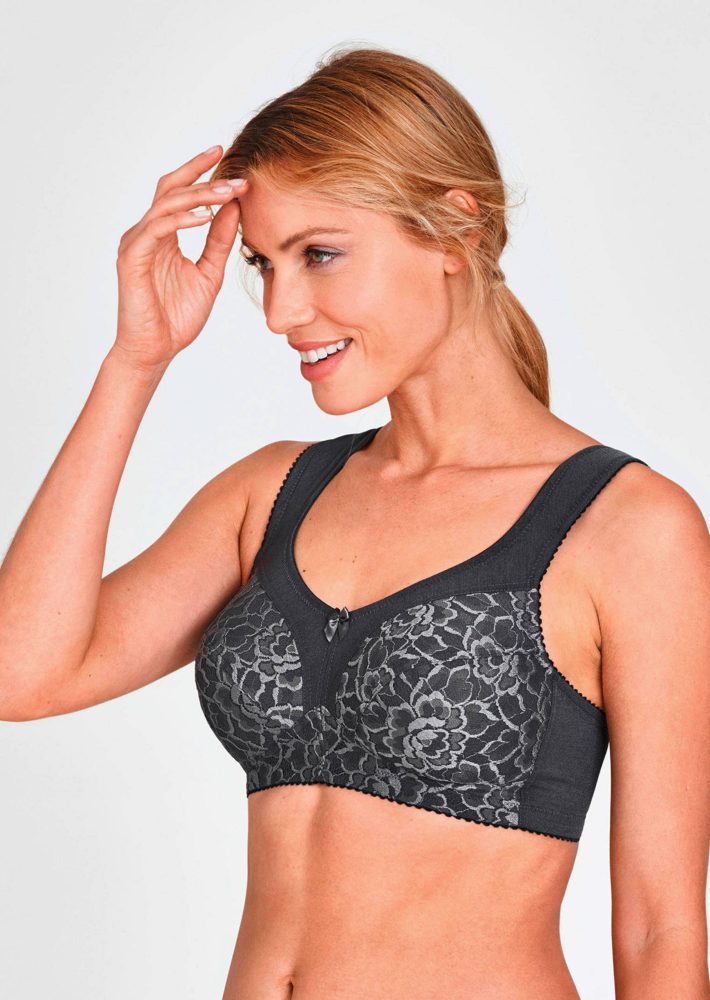 Push-up-BH ohne Bügel - anthrazit - Gr. 75 D von Goldner Fashion