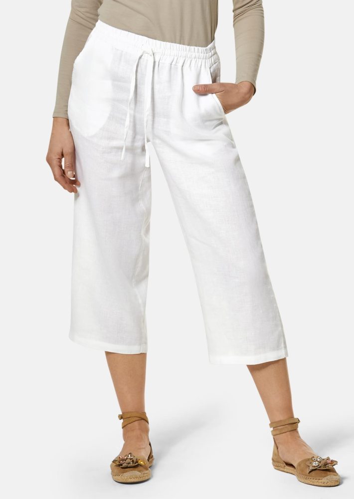 Leinenhose VERA mit weitem Bein - weiss - Gr. 21 von Goldner Fashion