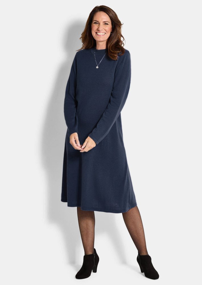 Strickkleid in femininer A-Linie - marine - Gr. 20 von Goldner Fashion