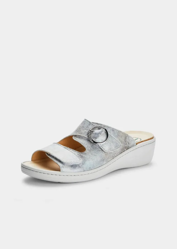 Pantoletten mit Wechselfussbett - silberfarben - Gr. 39 von Goldner Fashion