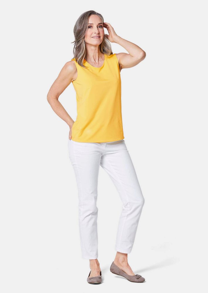 Gepflegtes Top in formstabiler Ware - gelb - Gr. 20 von Goldner Fashion