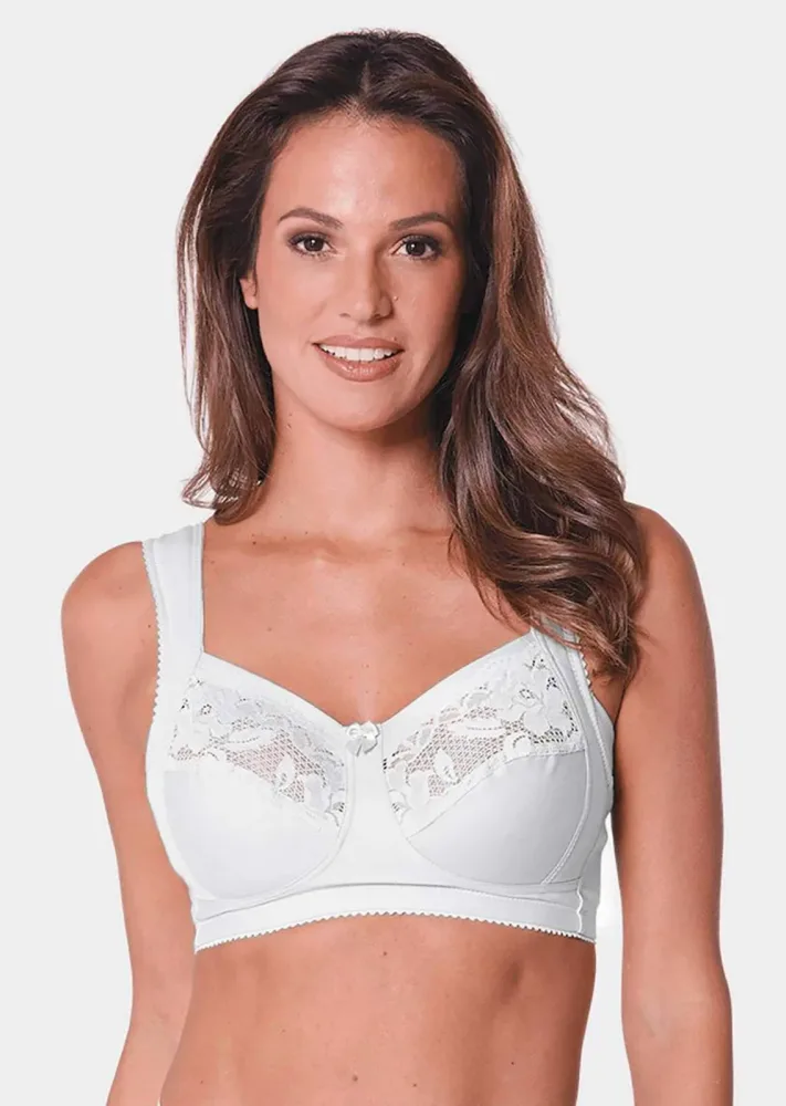 BH mit Baumwolle und Spitze - weiss - Gr. 85 D von Goldner Fashion