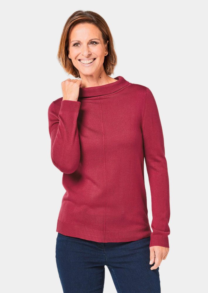 Aufwendig gearbeiteter Pullover - dunkelrot - Gr. 19 von Goldner Fashion