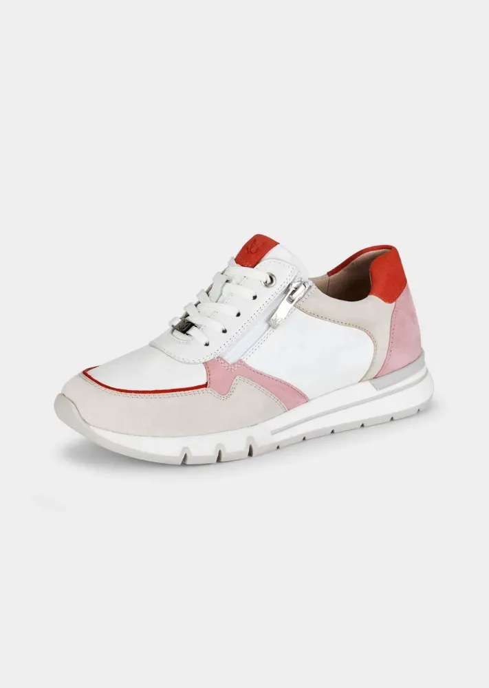 Sneaker mit komfortablem Reißverschluss - beige / weiss / orange - Gr. 37 von Goldner Fashion