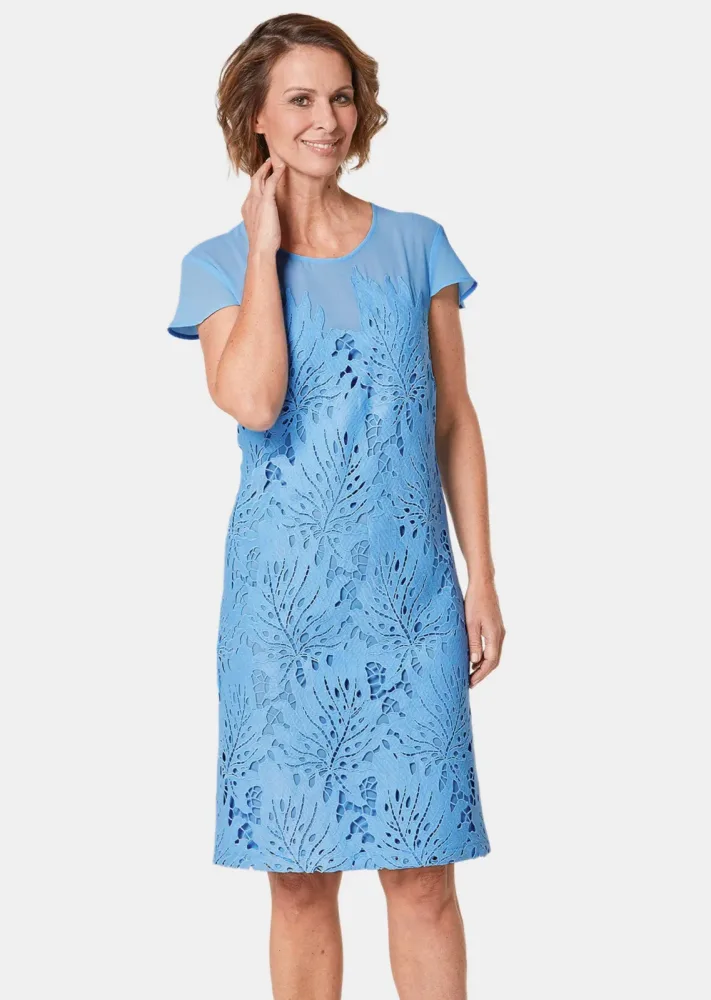 Kleid aus sommerlicher Spitze - blau - Gr. 21 von Goldner Fashion