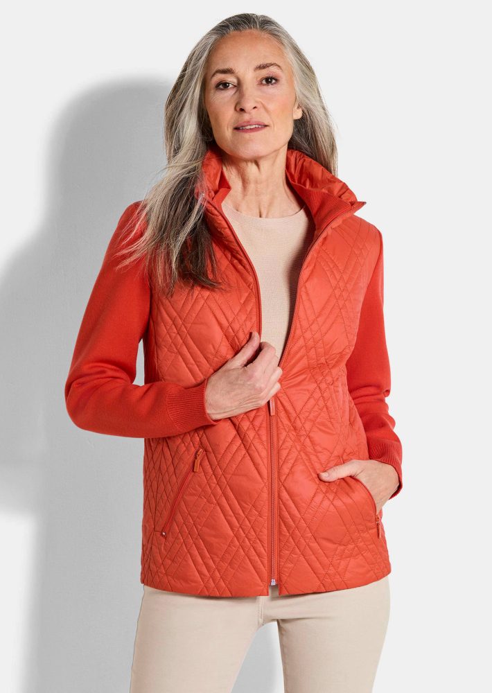 Übergangsjacke aus Strick und Stepp - orange - Gr. 21 von Goldner Fashion