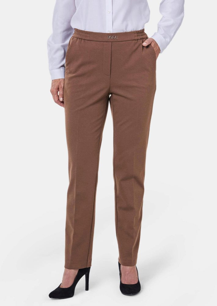 Pflegeleichte Schlupfhose - braun - Gr. 38 von Goldner Fashion