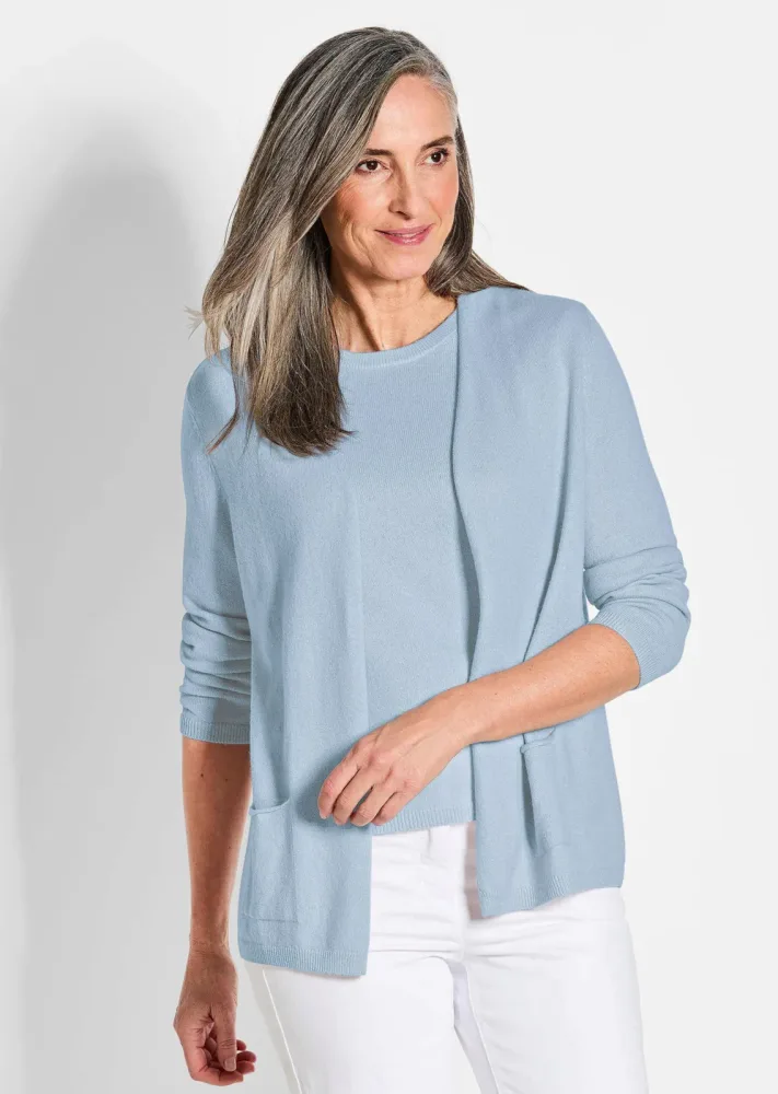 Kaschmir-Longstrickjacke - hellblau - Gr. 21 von Goldner Fashion