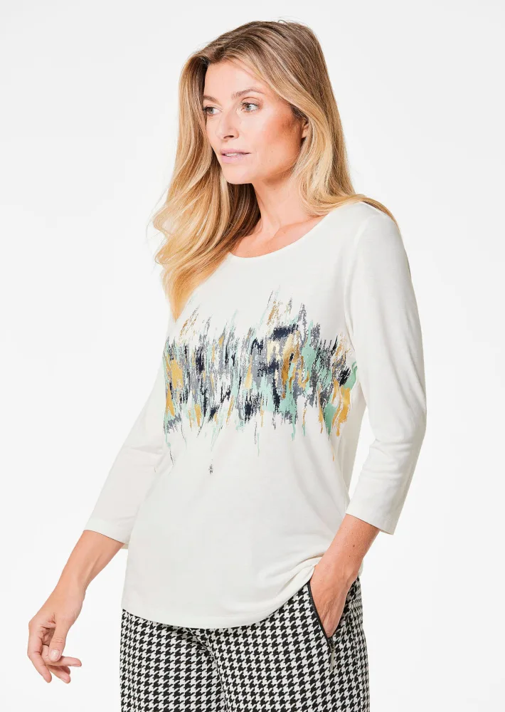 Druckshirt mit Schimmer-Effekt - cremeweiss - Gr. 21 von Goldner Fashion