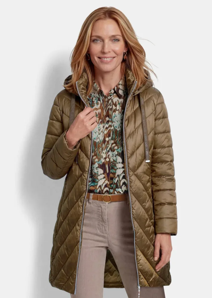 Kurzmantel mit Schlank-Stepp - camel - Gr. 19 von Goldner Fashion