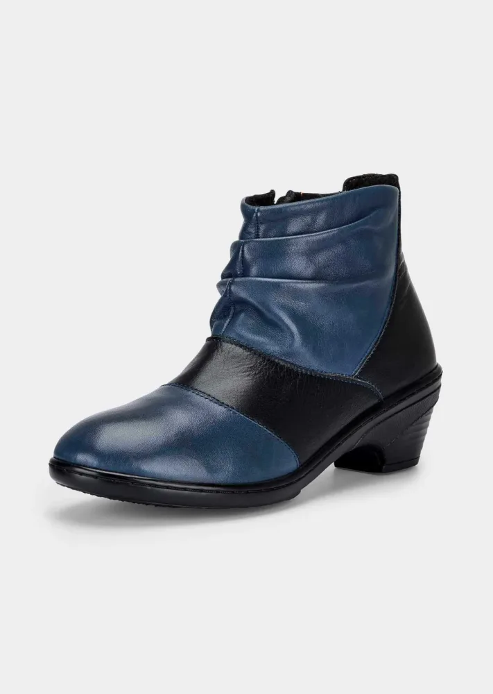 Gefütterte Stiefeletten aus echtem Leder - blau / schwarz - Gr. 38 von Goldner Fashion
