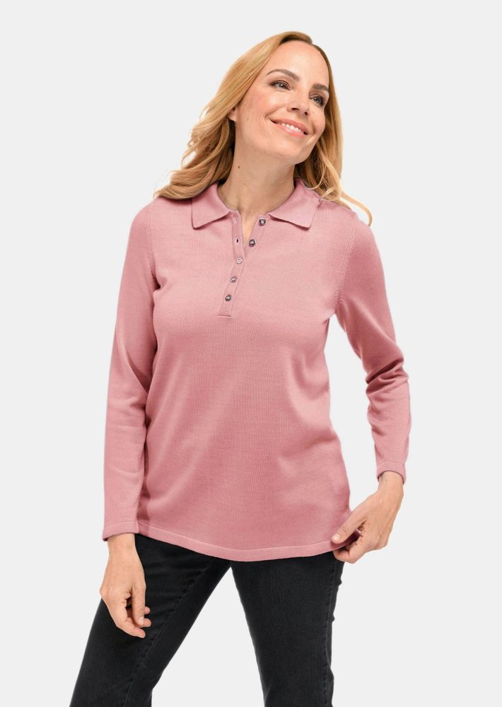 Unkomplizierter Pullover mit Polokragen - altrosé - Gr. 20 von Goldner Fashion
