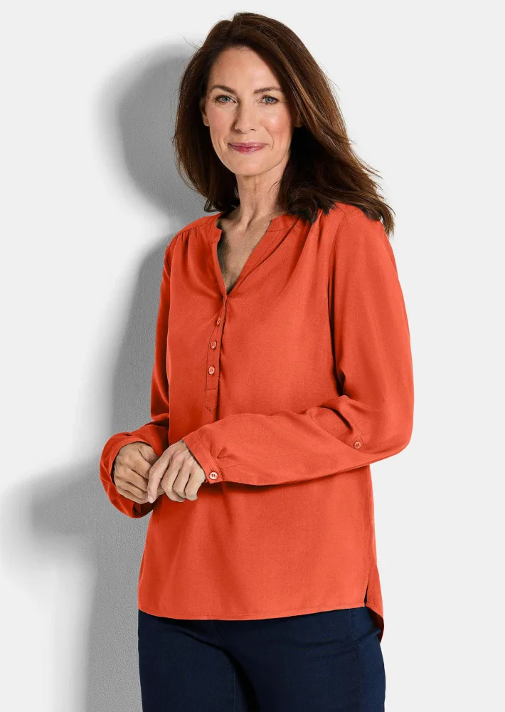 Bluse aus reiner Viskose - terrakotta - Gr. 19 von Goldner Fashion