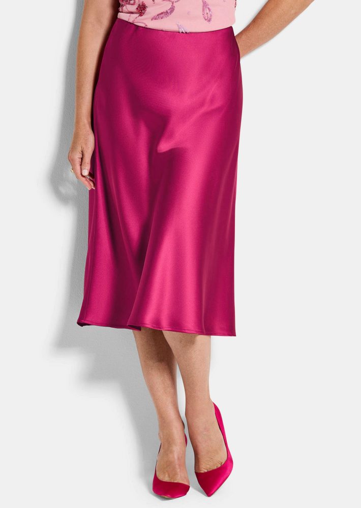 Ausgestellter Satinrock mit Schlupfbund - bordeaux - Gr. 54 von Goldner Fashion