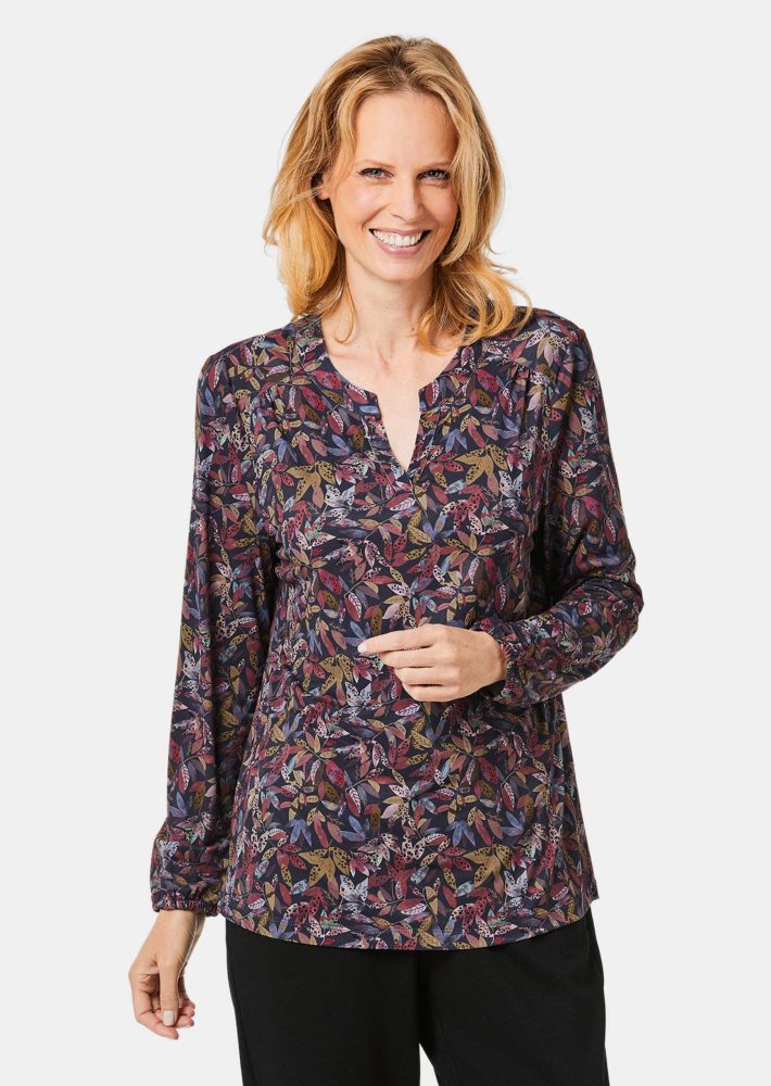 Blusenshirt in femininer Form - marine / gemustert - Gr. 19 von Goldner Fashion