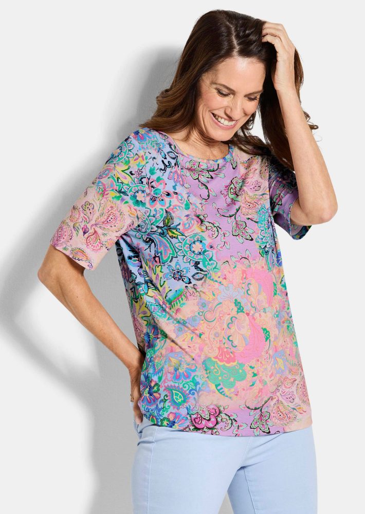 Jersey-Shirt mit Paisleymuster - bunt / gemustert - Gr. 20 von Goldner Fashion