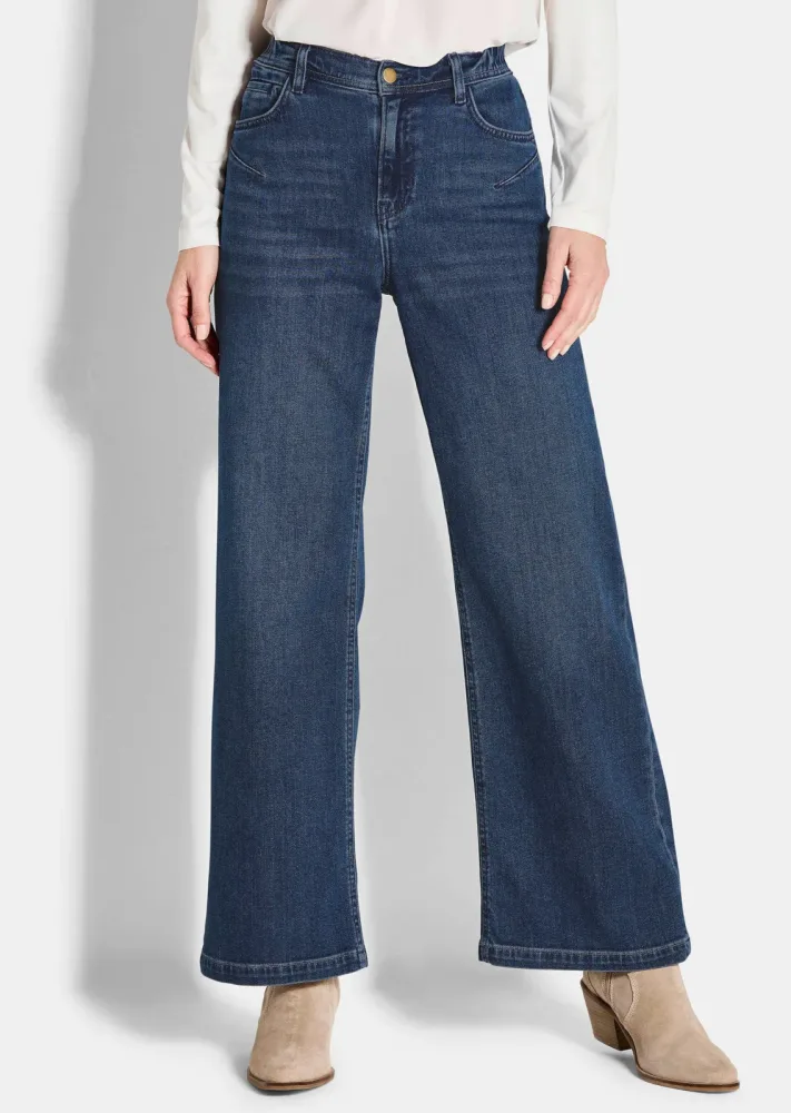 Jeans VERA mit extra weitem Bein - dunkelblau - Gr. 205 von Goldner Fashion