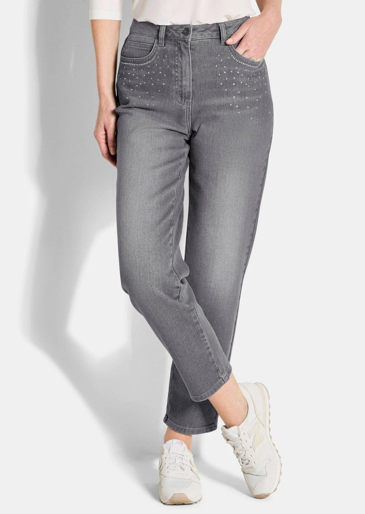 Jeans SARA mit Glitzersteinchen - grau - Gr. 20 von Goldner Fashion