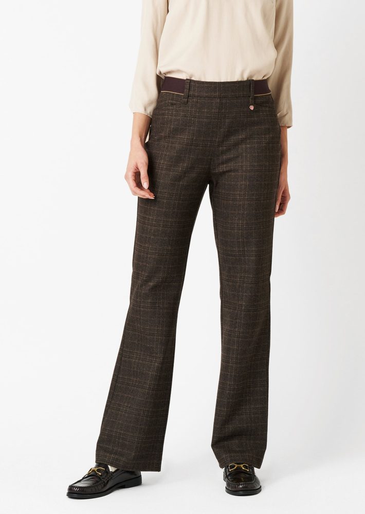 Jerseyhose ?Alice New Flared? mit Karomuster - braun / beige / kariert - Gr. 20 von Goldner Fashion