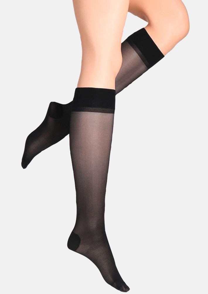 Leichte Kompressions-Kniestrümpfe im 2er-Pack - schwarz - Gr. 1 von Goldner Fashion