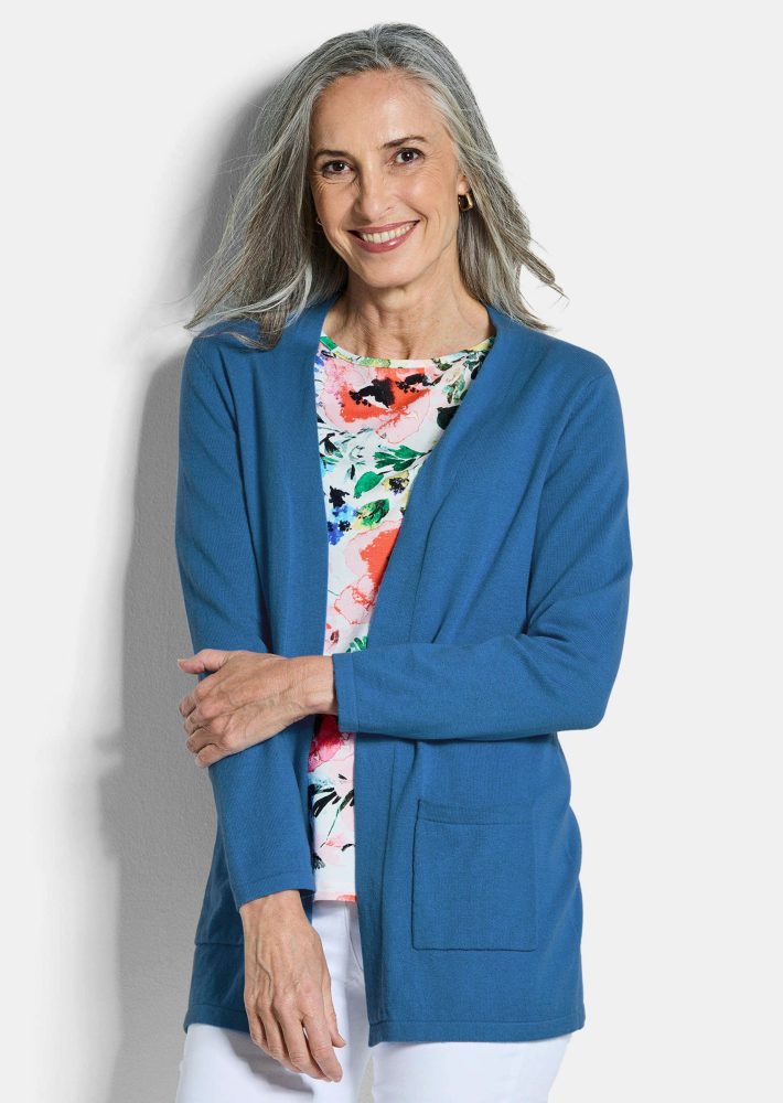 Verschlussloser Cardigan aus COTTAMIRA - blau - Gr. 21 von Goldner Fashion