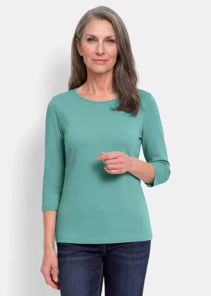 Basic-Shirt aus Interlock-Jersey - graugrün - Gr. 21 von Goldner Fashion