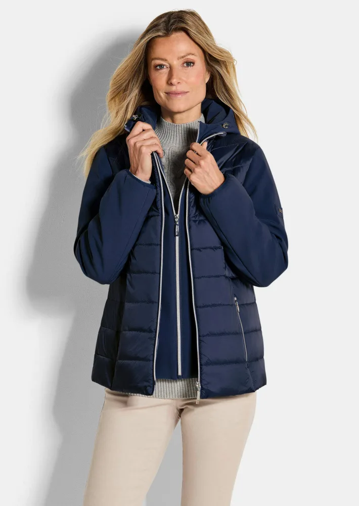 Steppjacke mit Ärmeln aus Softshell - marine - Gr. 20 von Goldner Fashion