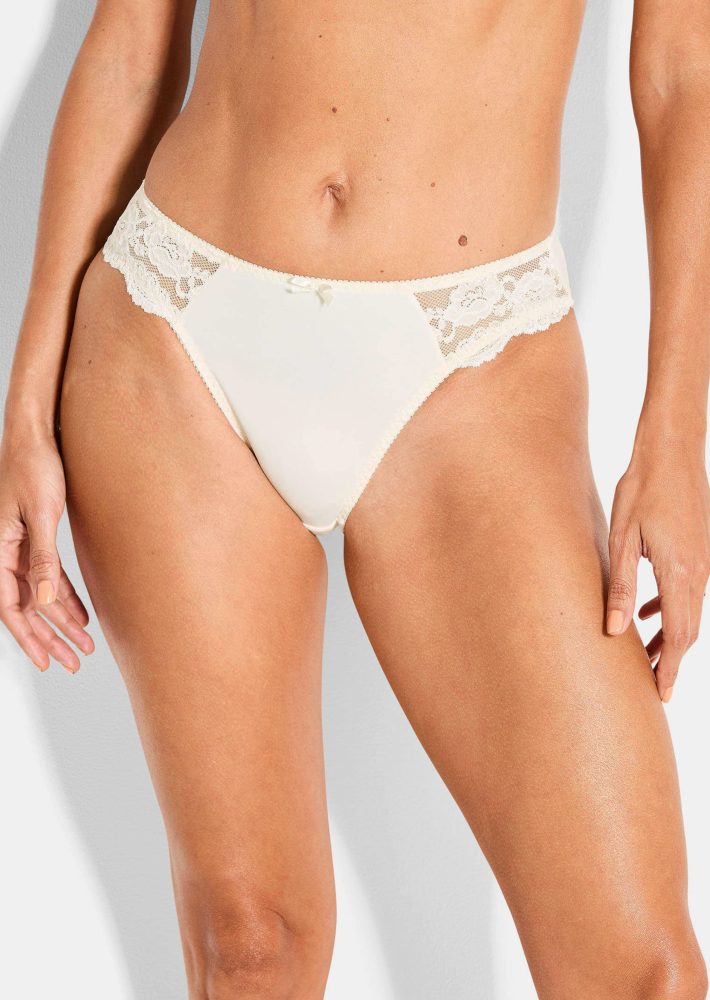 Hüftslip aus femininer Spitze - pfirsich - Gr. 38 von Goldner Fashion