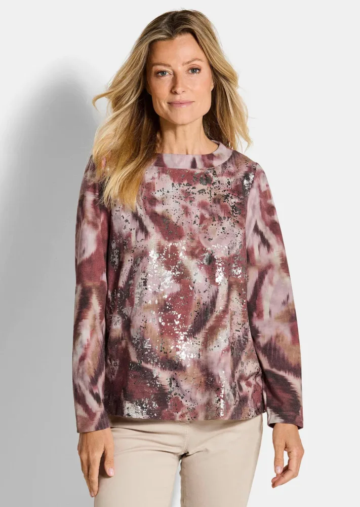 Sweatshirt in Metallic-Optik - bunt / gemustert - Gr. 40 von Goldner Fashion