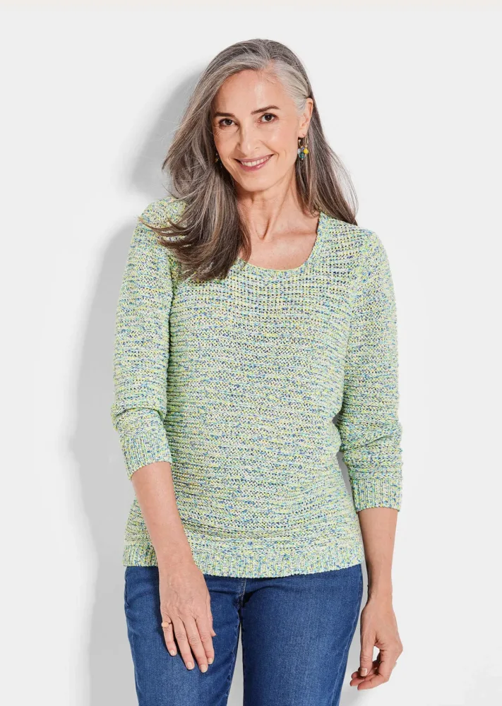 Pullover in Multicolor-Strick - gelb / weiss / gemustert - Gr. 48 von Goldner Fashion