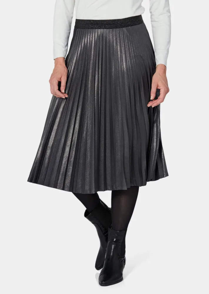 Plisseejupe mit Glanz - anthrazit / grau - Gr. 23 von Goldner Fashion