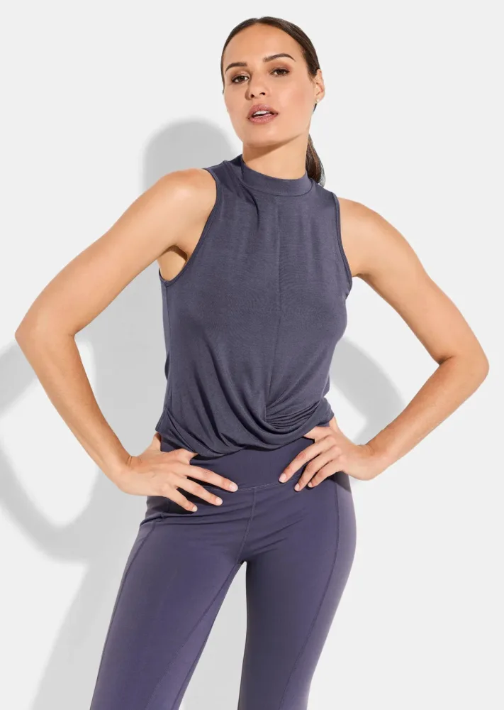Ärmelloses Top zum Knoten - anthrazit - Gr. M von Goldner Fashion